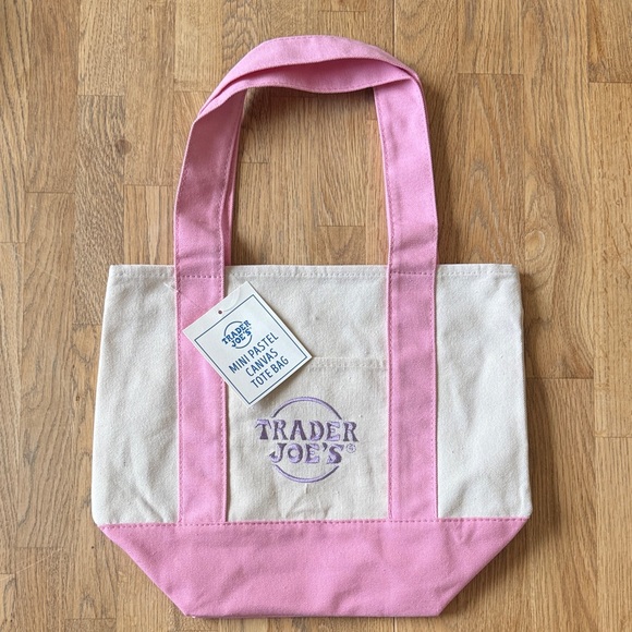 Handbags - Pink and Cream Canvas Trader Joe’s Tote Bag